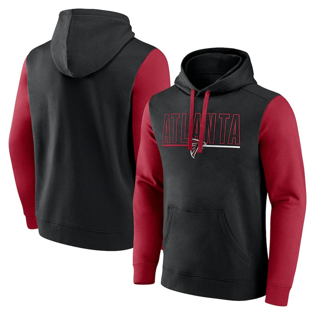 Men's Atlanta Falcons Black Red Outline Pullover Hoodie