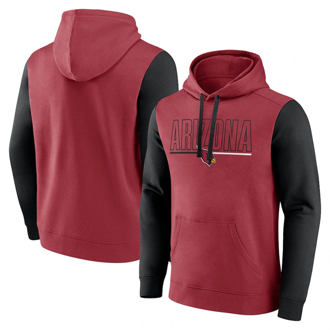 Men's Arizona Cardinals Cardinal Black Outline Pullover Hoodie