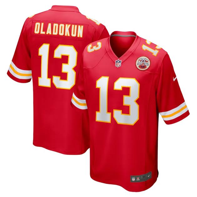 Men's Kansas City Chiefs #13 Chris Oladokun Red Game Football Stitched Jersey