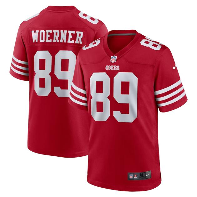 Men's San Francisco 49ers #89 Charlie Woerner Scarlet Game Football Stitched Jersey