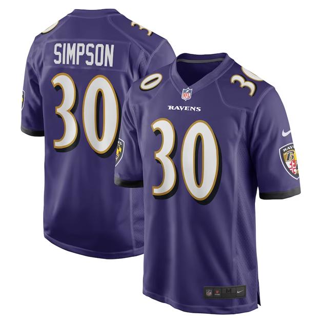 Men's Baltimore Ravens #30 Trenton Simpson Purple Game Football Stitched Jersey