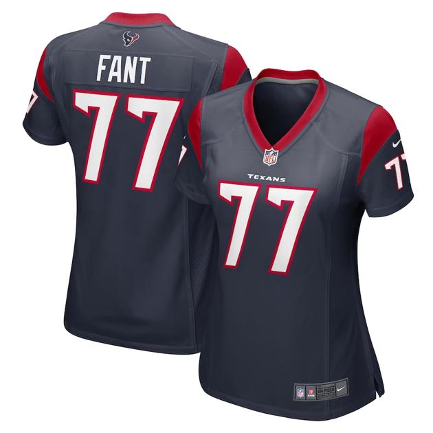 Women's Houston Texans #77 George Fant Navy Game Football Stitched Jersey