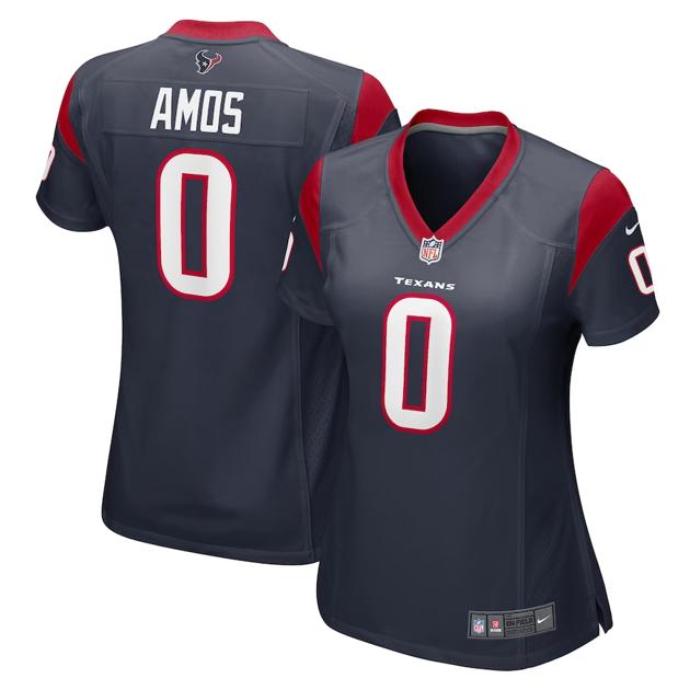 Women's Houston Texans #0 Adrian Amos Navy Game Football Stitched Jersey