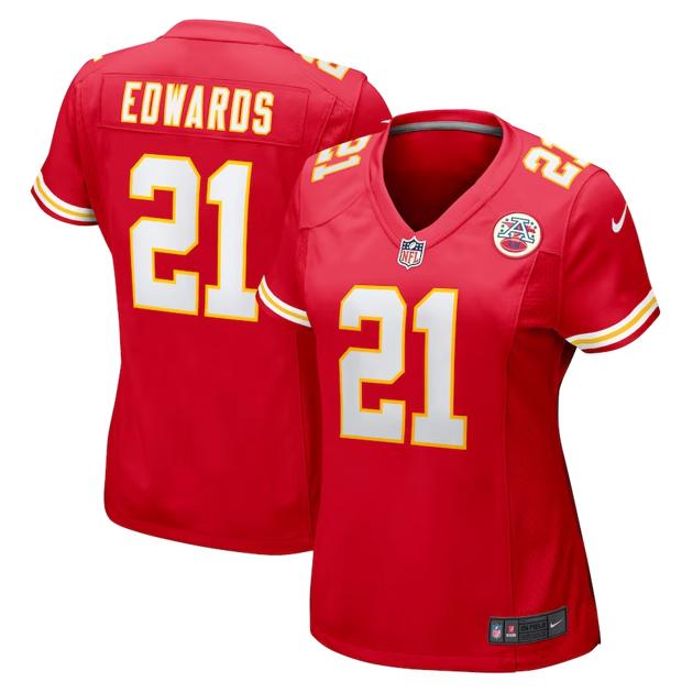 Women's Kansas City Chiefs #21 Mike Edwards Red Game Football Stitched Jersey