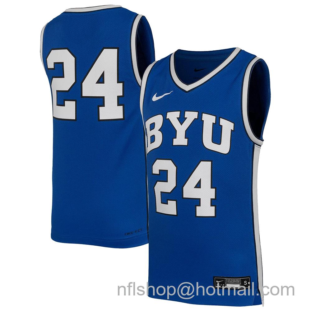 Youth Nike #24 Royal BYU Cougars Replica Basketball Jersey