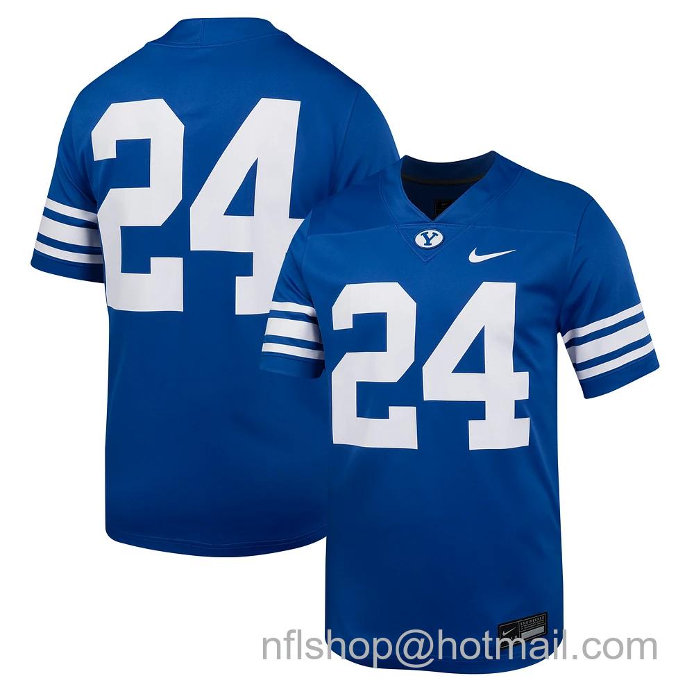 Men's Nike #24 Royal BYU Cougars Untouchable Football Jersey