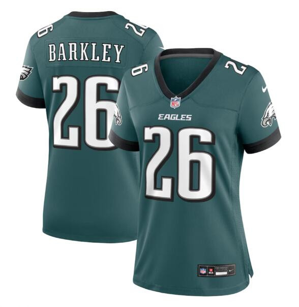 Women's Philadelphia Eagles #26 Saquon Barkley Green Stitched Football Game Jersey