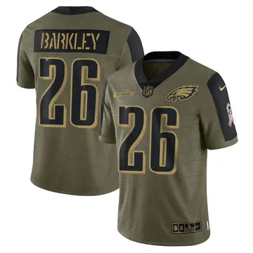 Men's Philadelphia Eagles #26 Saquon Barkley 2021 Salute to Service Olive Stitched Nike NFL Football Jersey