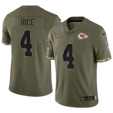 Men's Kansas City Chiefs #4 Rashee Rice 2022 Salute to Service Nike NFL Stitched Jersey Olive