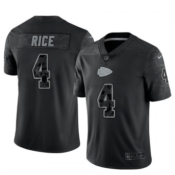 Men's Kansas City Chiefs #4 Rashee Rice Reflective Nike NFL Stitched Jersey Black