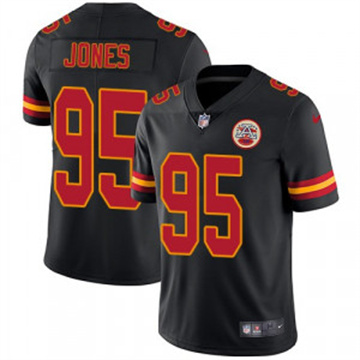 Youth Kansas City Chiefs #95 Chris Jones Vapor Limited Color Rush Black Nike Stitched NFL Jersey