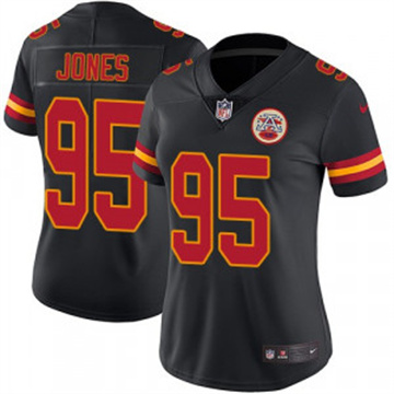 Women's Kansas City Chiefs #95 Chris Jones Limited Color Rush Black Nike Stitched NFL Jersey