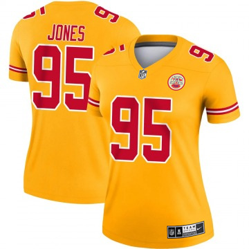 Women's Kansas City Chiefs #95 Chris Jones Vapor Limited Inverted Legend Gold Nike Stitched NFL Jersey