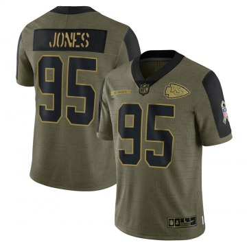 Men's Kansas City Chiefs #95 Chris Jones Limited 2021 Salute to Service Olive Nike Stitched NFL Jersey