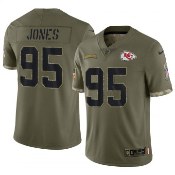 Men's Kansas City Chiefs #95 Chris Jones Limited 2022 Salute to Service Olive Nike Stitched NFL Jersey