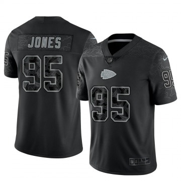 Men's Kansas City Chiefs #95 Chris Jones Vapor Limited Reflective Black Nike Stitched NFL Jersey