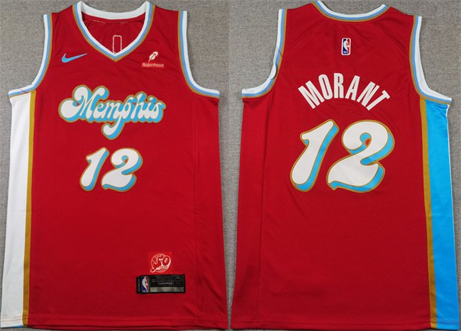 Men's Memphis Grizzlies #12 Ja Morant Red 2024_-25 City Edition Stitched Basketball Jersey