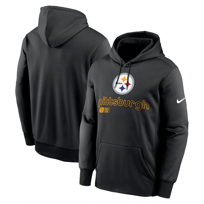 Men's Pittsburgh Steelers Black Performance Pullover Hoodie