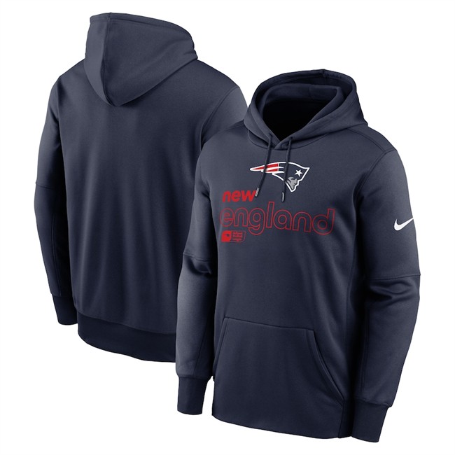 Men's New England Patriots Navy Performance Pullover Hoodie