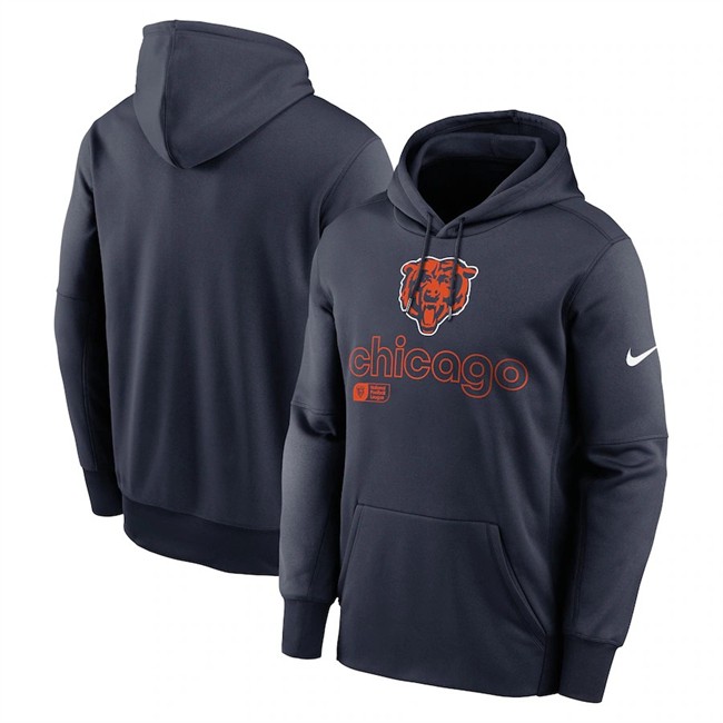 Men's Chicago Bears Navy Performance Pullover Hoodie