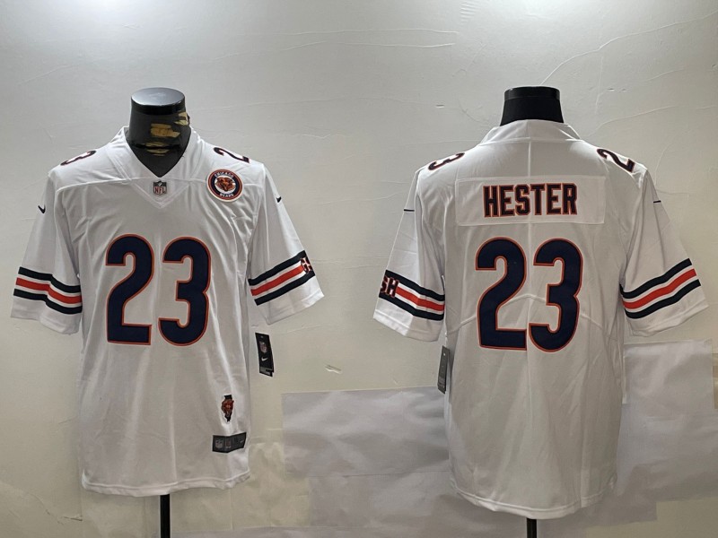 Men's Chicago Bears #23 Devin Hester White Vapor Untouchable Limited With Illinois and Team Patch Stitched Nike NFL Jersey (2006–2013)