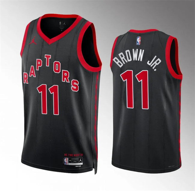 Men's Toronto Raptors #11 Bruce Brown Jr Black Statement Edition Basketball Jersey