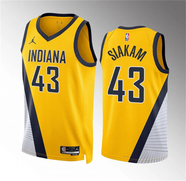 Men's Indiana Pacers #43 Pascal Siakam Yelllow Statement Edition Stitched Basketball Jersey