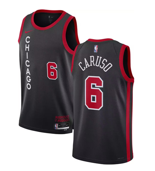 Men's Chicago Bulls #6 Alex Caruso Black 2023-24 City Edition Stitched Basketball Jersey