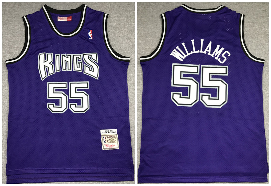 Men's Sacramento Kings Purple #55 Jason Williams 1998-99 Throwback Stitched NBA Jersey