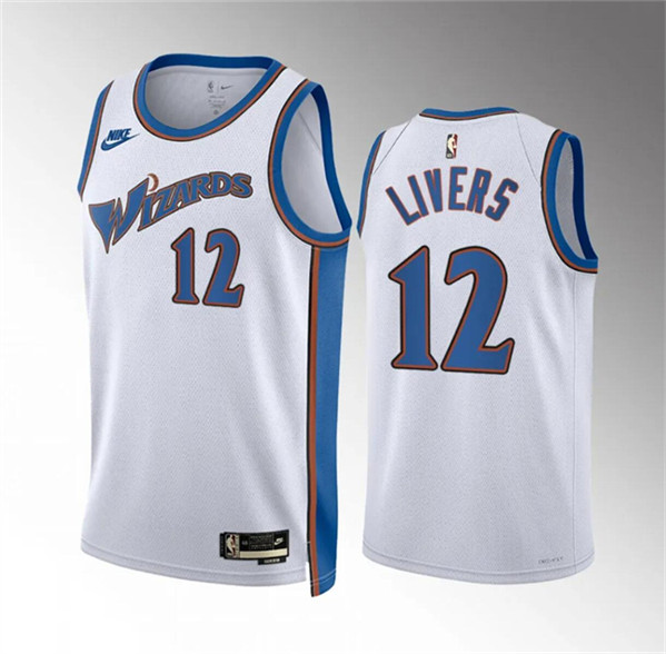 Men's Washington Wizards #12 Isaiah Livers White Classic Edition Stitched Basketball Jersey