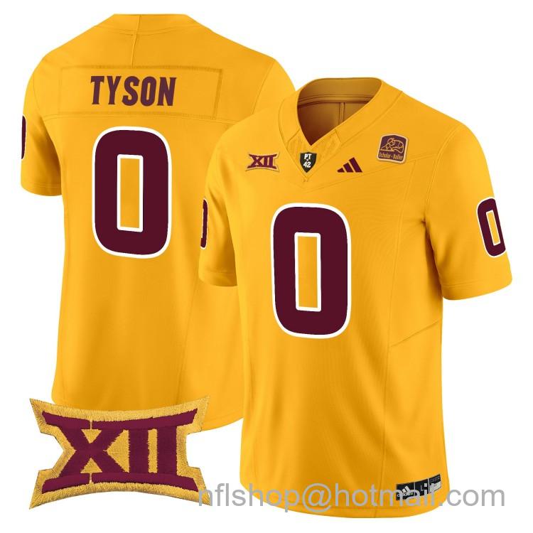 Men's Adidas Arizona State Sun Devils #0 Jordyn Tyson Gold 2025 F.U.S.E. Vapor Limited College Big 12 Stitched Football Jersey