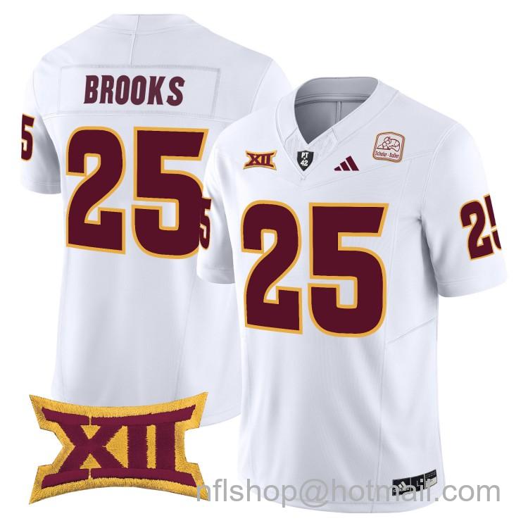 Men's Adidas Arizona State Sun Devils #25 DeCarlos Brooks White 2025 F.U.S.E. Vapor Limited College Big 12 Stitched Football Jersey