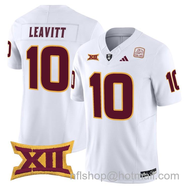 Men's Adidas Arizona State Sun Devils #10 Sam Leavitt White 2025 F.U.S.E. Vapor Limited College Big 12 Stitched Football Jersey