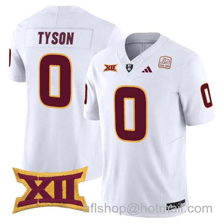 Men's Adidas Arizona State Sun Devils #0 Jordyn Tyson White 2025 F.U.S.E. Vapor Limited College Big 12 Stitched Football Jersey