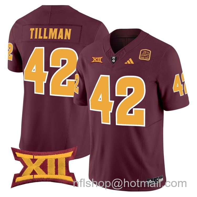 Men's Adidas Arizona State Sun Devils #42 Pat Tillman Maroon 2025 F.U.S.E. Vapor Limited College Big 12 Stitched Football Jersey