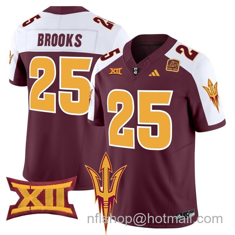 Men's Adidas Arizona State Sun Devils #25 DeCarlos Brooks Maroon Alternate 2025 F.U.S.E. Vapor Limited College Big 12 Stitched Football Jerseys