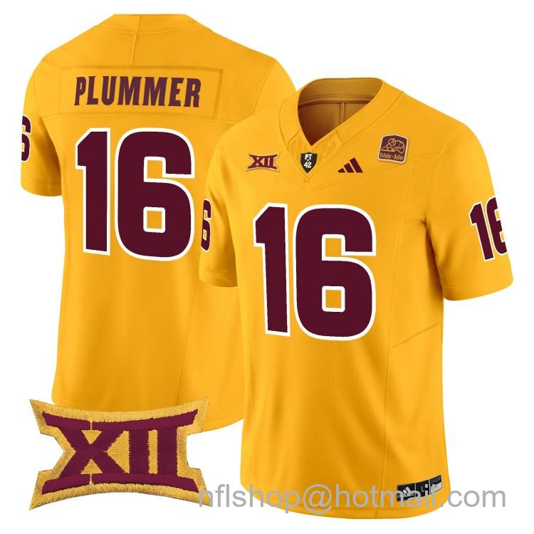 Men's Adidas Arizona State Sun Devils #16 Jake Plummer Gold 2025 F.U.S.E. Vapor Limited College Big 12 Stitched Football Jersey