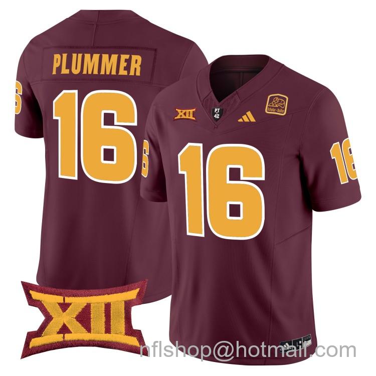 Men's Adidas Arizona State Sun Devils #16 Jake Plummer Maroon 2025 F.U.S.E. Vapor Limited College Big 12 Stitched Football Jersey