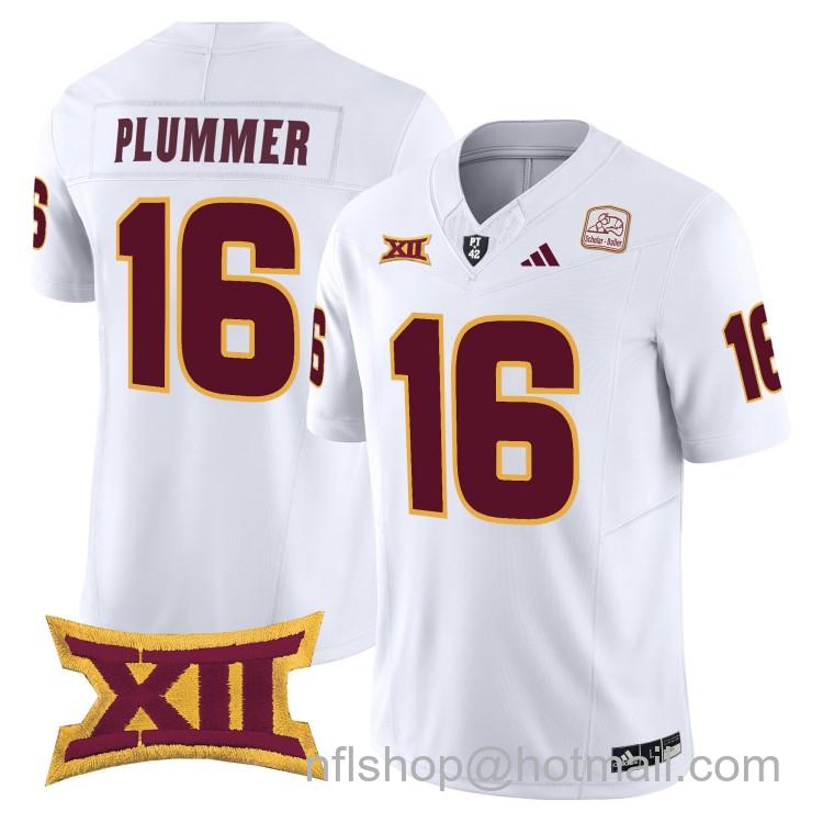 Men's Adidas Arizona State Sun Devils #16 Jake Plummer White 2025 F.U.S.E. Vapor Limited College Big 12 Stitched Football Jersey