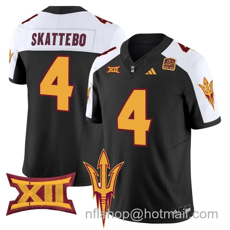 Men's Adidas Arizona State Sun Devils #4 Cam Skattebo Black Alternate 2025 F.U.S.E. Vapor Limited College Big 12 Stitched Football Jerseys