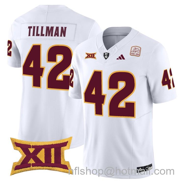 Men's Adidas Arizona State Sun Devils #42 Pat Tillman White 2025 F.U.S.E. Vapor Limited College Big 12 Stitched Football Jersey