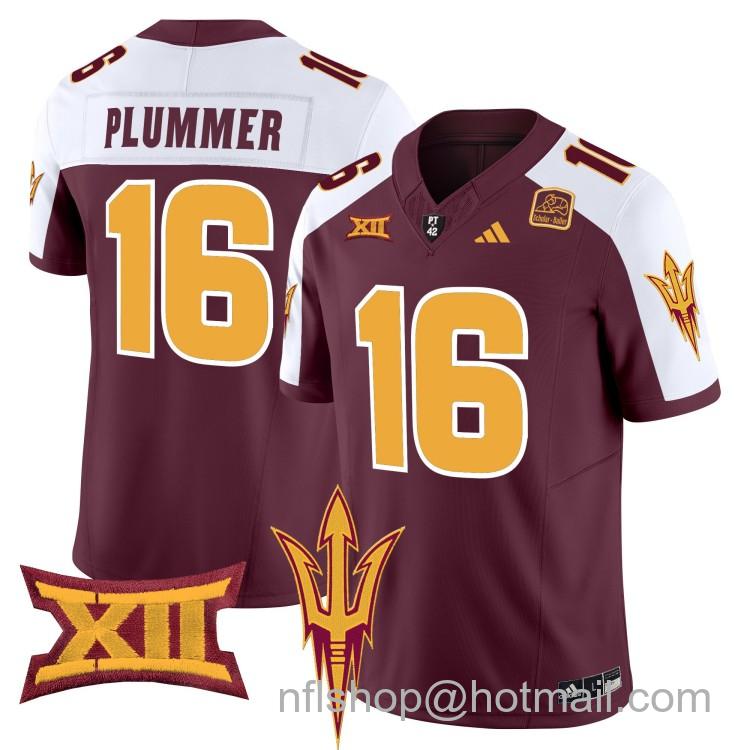 Men's Adidas Arizona State Sun Devils #16 Jake Plummer Maroon Alternate 2025 F.U.S.E. Vapor Limited College Big 12 Stitched Football Jerseys