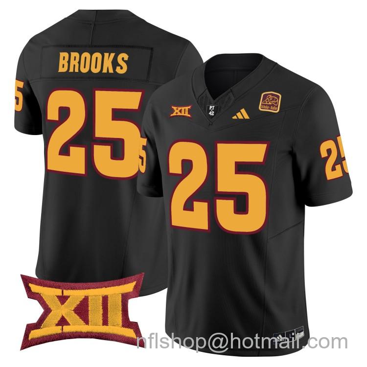 Men's Adidas Arizona State Sun Devils #25 DeCarlos Brooks Black 2025 F.U.S.E. Vapor Limited College Big 12 Stitched Football Jersey