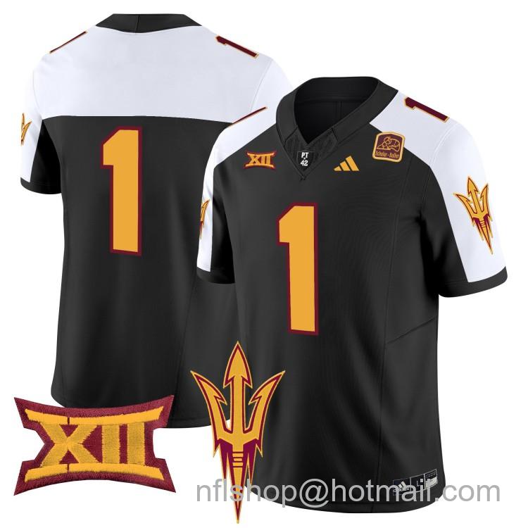 Men's Adidas Arizona State Sun Devils #1 Black Alternate 2025 F.U.S.E. Vapor Limited College Big 12 Stitched Football Jerseys