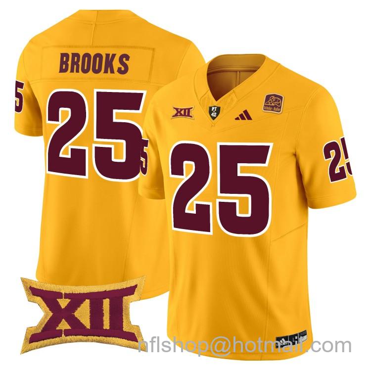 Men's Adidas Arizona State Sun Devils #25 DeCarlos Brooks Gold 2025 F.U.S.E. Vapor Limited College Big 12 Stitched Football Jersey