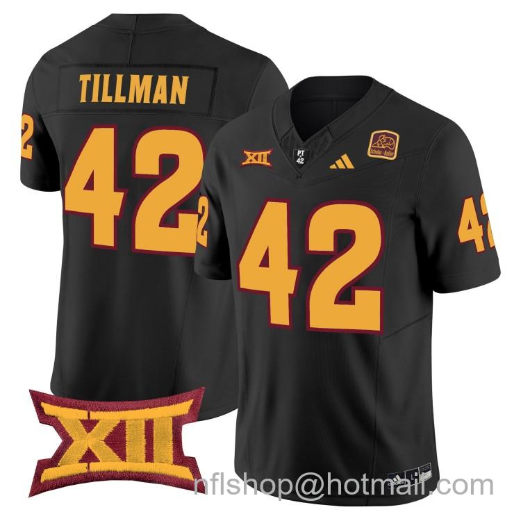 Men's Adidas Arizona State Sun Devils #42 Pat Tillman Black 2025 F.U.S.E. Vapor Limited College Big 12 Stitched Football Jersey