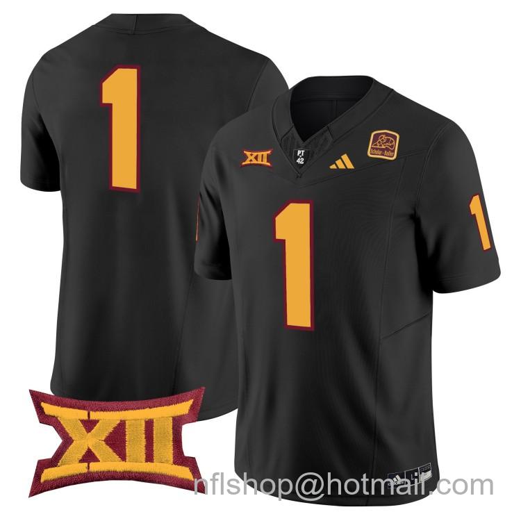 Men's Adidas Arizona State Sun Devils #1 Black 2025 F.U.S.E. Vapor Limited College Big 12 Stitched Football Jersey