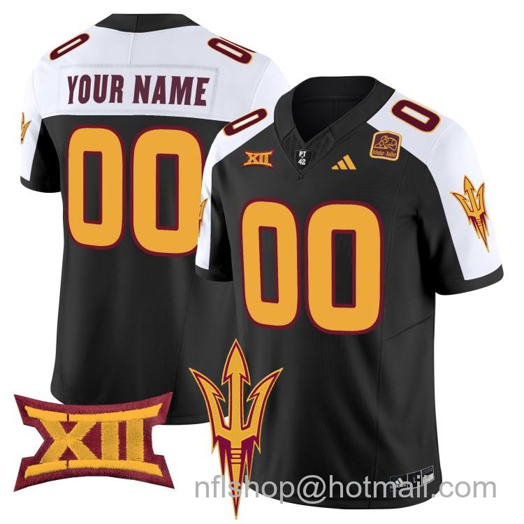 Custom Men's Adidas Arizona State Sun Devils Black Alternate 2025 F.U.S.E. Vapor Limited College Big 12 Stitched Football Jerseys