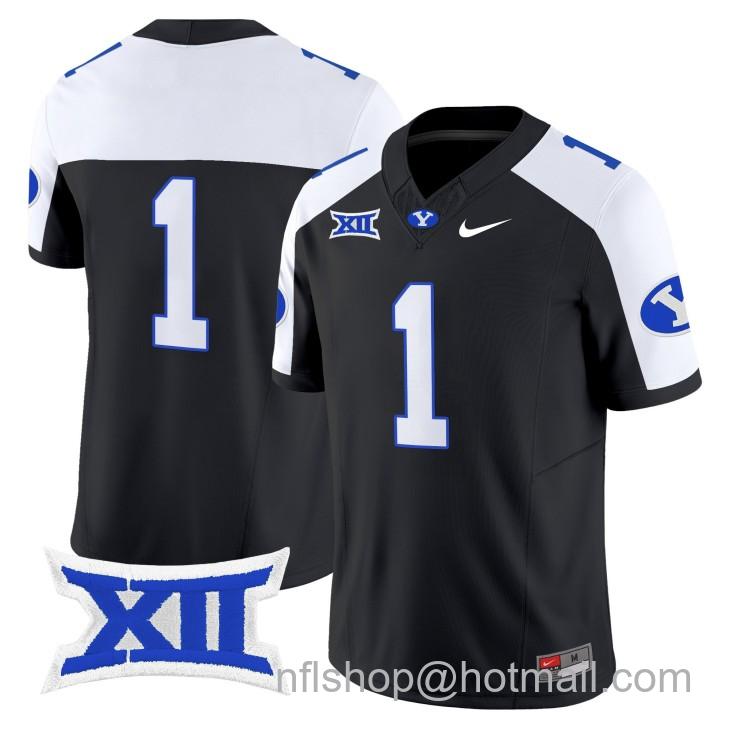 Men's Nike BYU Cougars #1 Vapor Limited College Football Stitched Black Alternate Big 12 Jersey