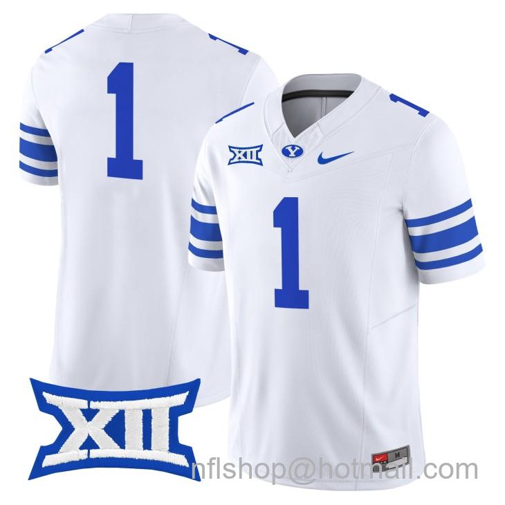 Men's Nike BYU Cougars #1 Vapor Limited College Football Stitched White Big 12 Jersey